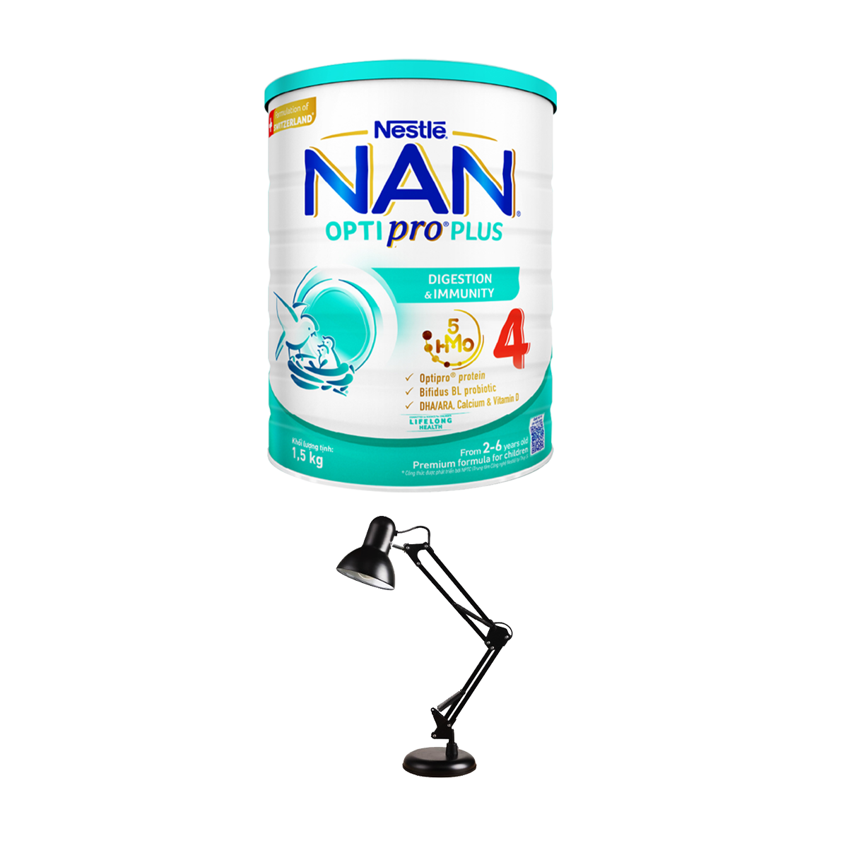 [Tặng Đèn học để bàn] Sữa bột NAN OPTIPRO PLUS 4 Nestle Bé 2-6 tuổi 1500g/lon Giúp tiêu hóa tốt