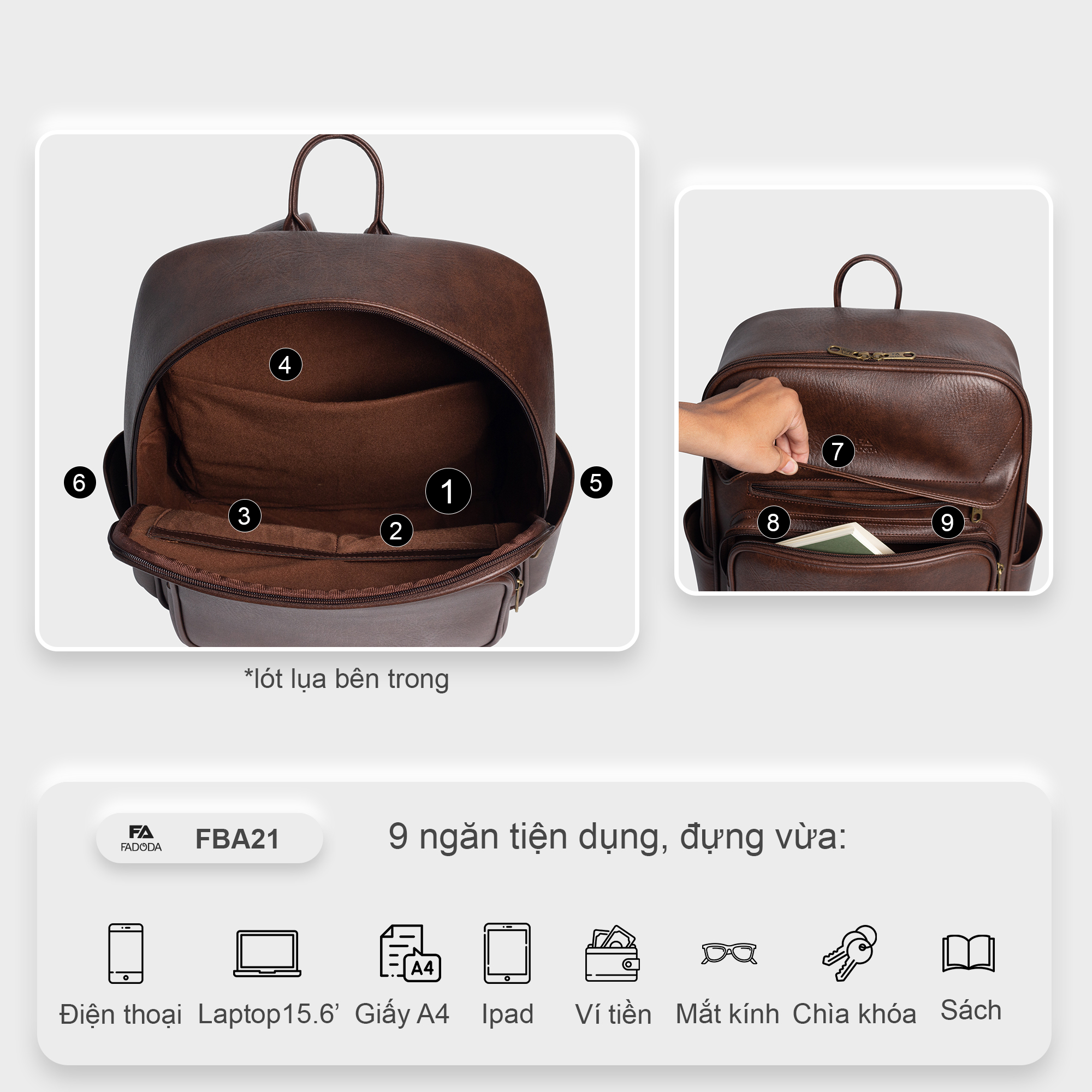 Balo da công sở cỡ lớn Fadoda FBA21