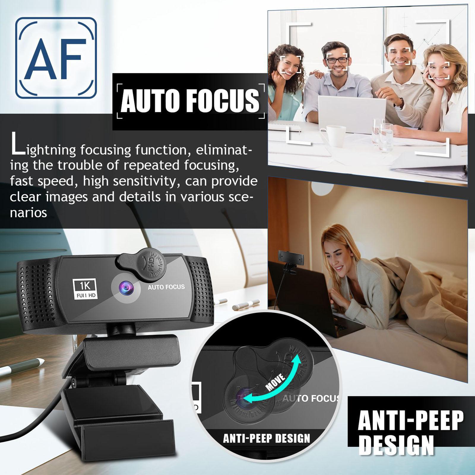 Webcam 1080p HD w/ Noise-Cancelling Microphone USB for Gaming PC Desktop