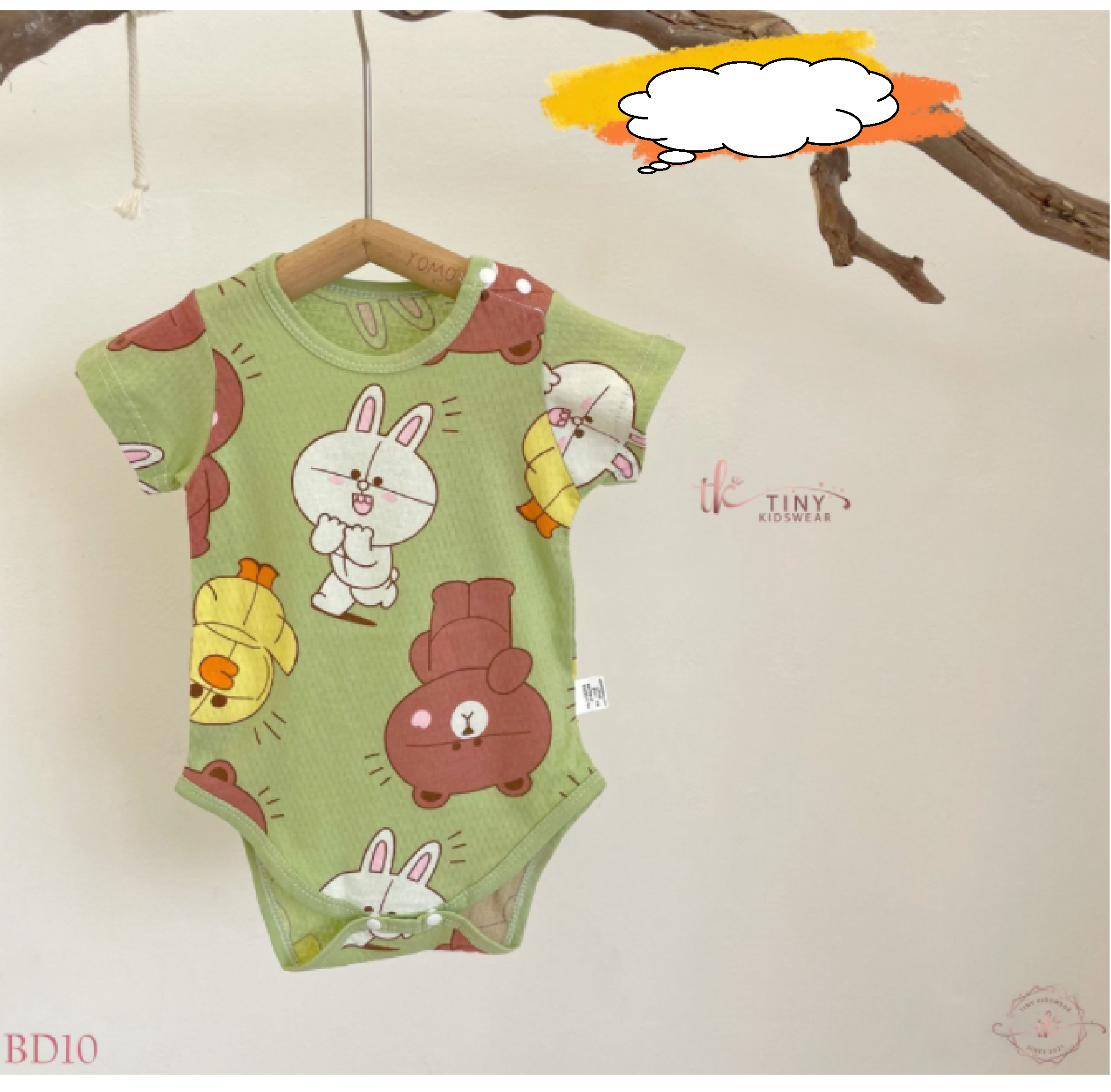 Bộ body chip liền thân cotton thông hơi hoạt hình cho bé từ 3-11kg
