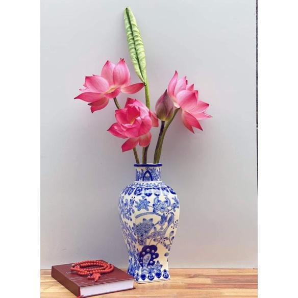 Lọ hoa men lam vẽ kĩ sứ cao cấp Bát Tràng,Cao32_35cm