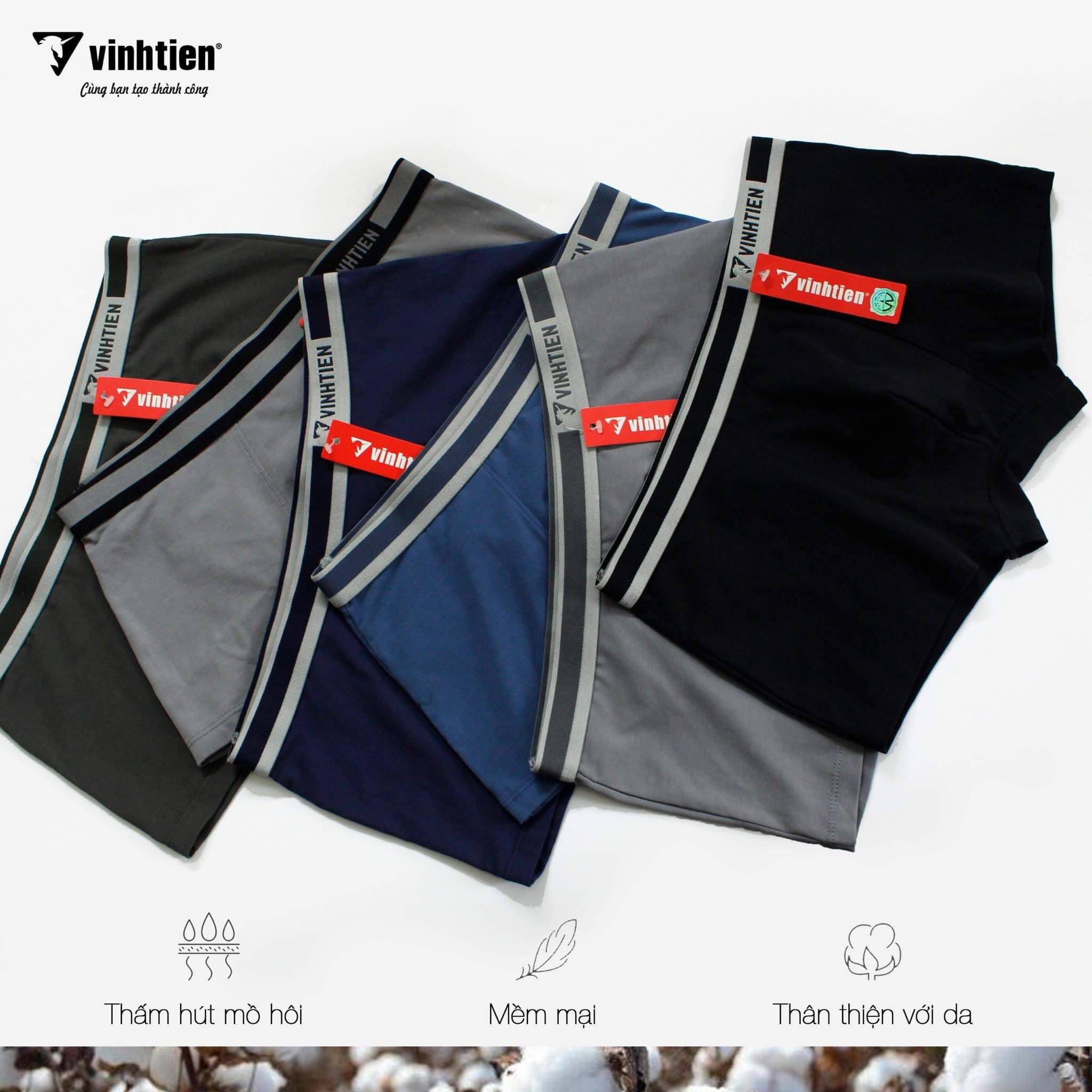 Combo quần lót boxer vải Cotton Vĩnh Tiến (nhiều màu)
