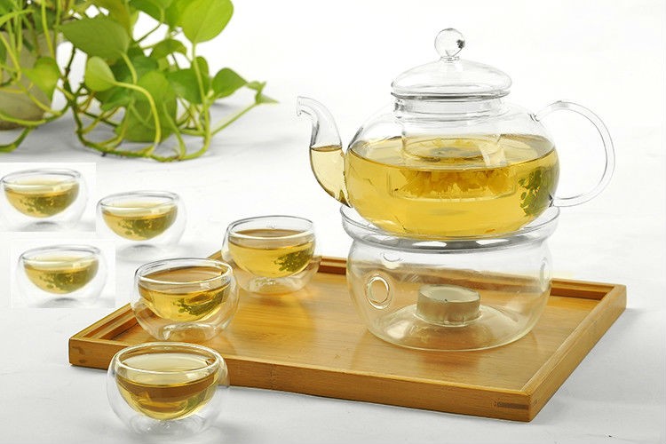 Bộ ấm thủy tinh giữ nhiệt cốc uống trà 2 lớp _ AVN 60