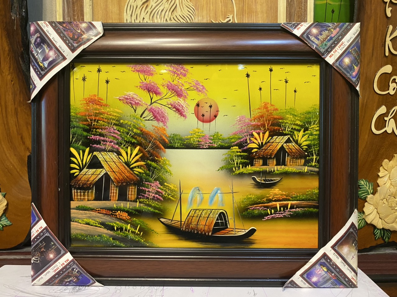 Tranh sơn mài, Cảnh Đồng Quê (42x52cm)