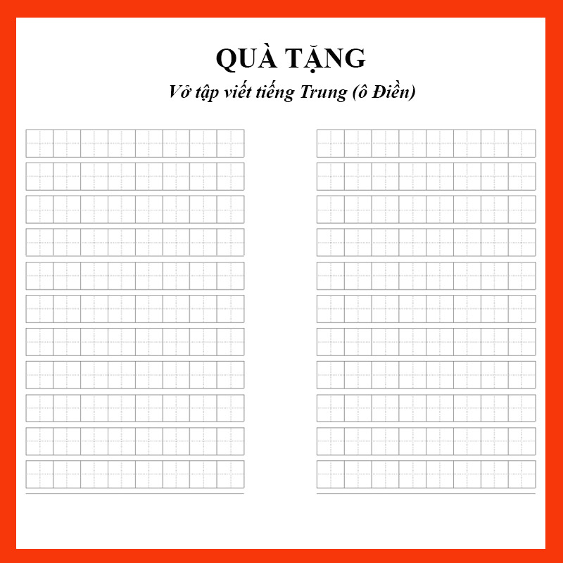 Combo- Sách Sổ Tay Bắt Đầu Tiếng Trung 3 Trong 1 Biết Giao Tiếp Ngay Sau Khi Học- và vở tập viết Tiếng trung 16 trang