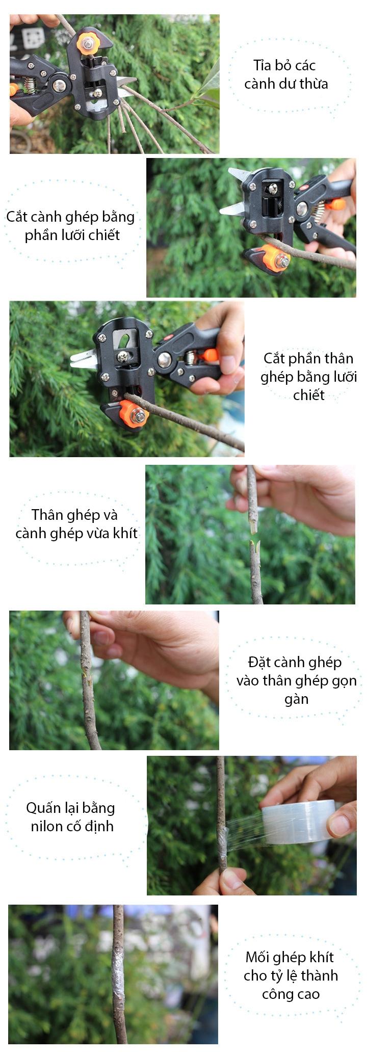 Kéo ghép cành cây thép carbon kèm 3 mối ghép U V Ω + Tặng 5 móc treo dán tường chịu lực 10kg cao cấp