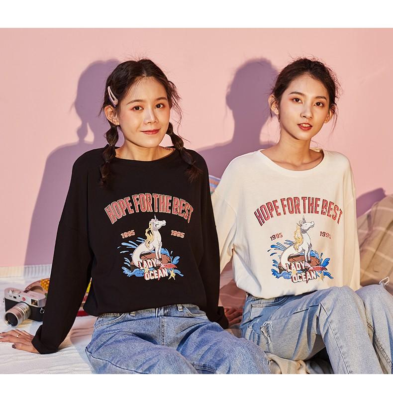 Áo thun tay dài form rộng HOPE FOR THE BEST ulzzang thu đông UNISEX