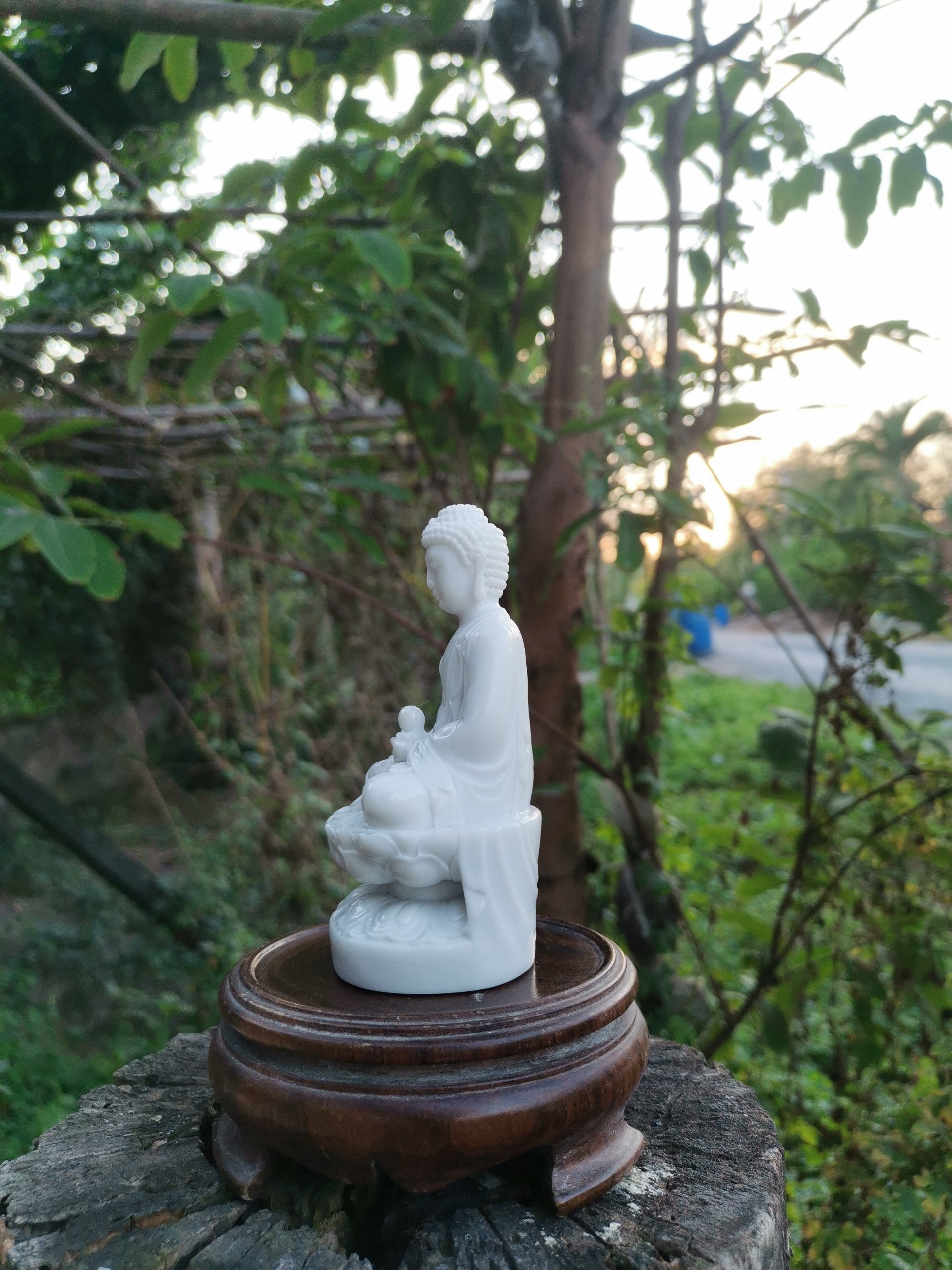 Tượng Đá Phật A Di Đà Cao 12cm đá trắng phong thủy, trang trí nhà cửa, thờ cúng