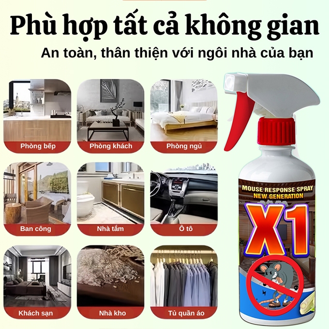 Chai Dung Dịch Xịt Đuổi Chuột Châu Âu X1 - CARE 500ml Dùng Xe Ôtô, Trong Nhà Chiết Xuất Tự Nhiên An Toàn Cho Người Dùng