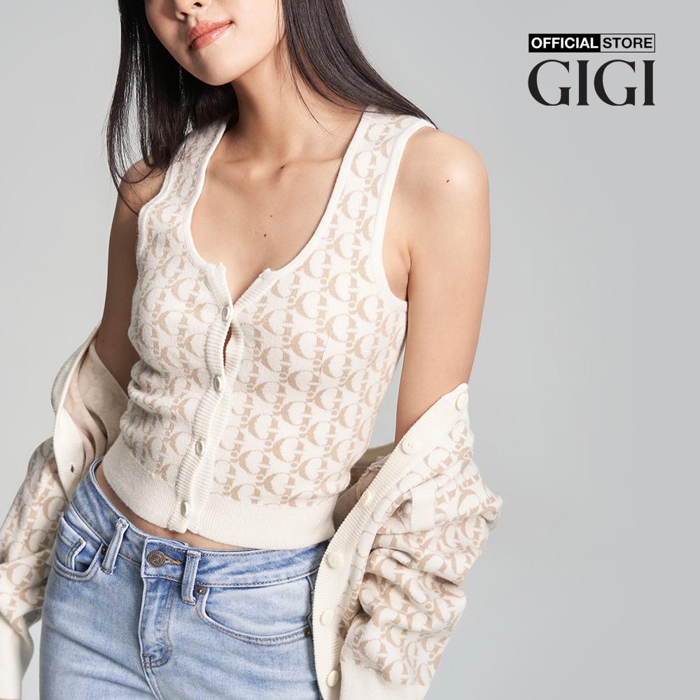 GIGI - Áo dệt kim nữ sát nách phối nút cài thời trang G1305K221705