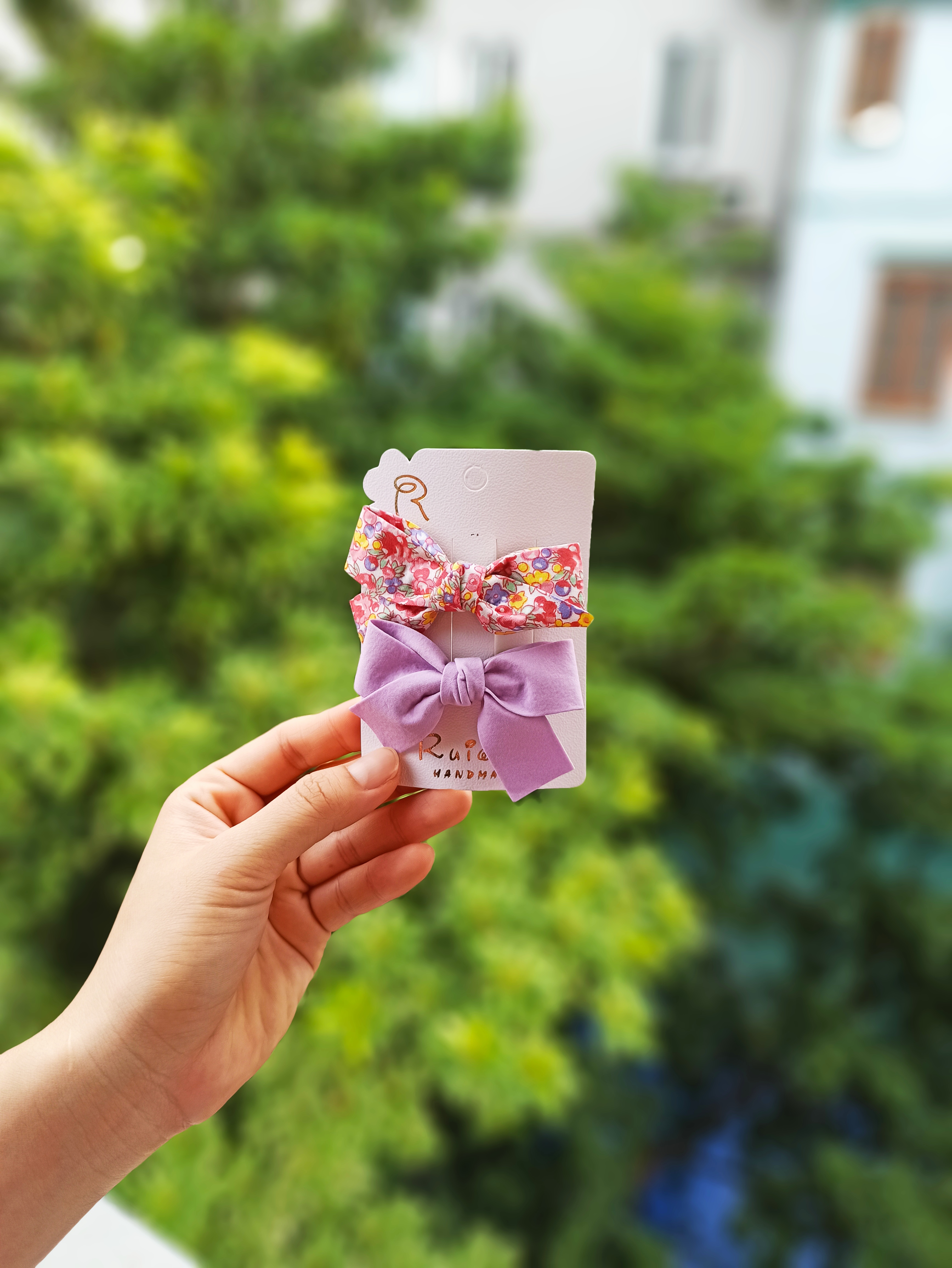 Kẹp tóc cho bé gái set 2 chiếc đính nơ rất dễ thương PK36 - Tím