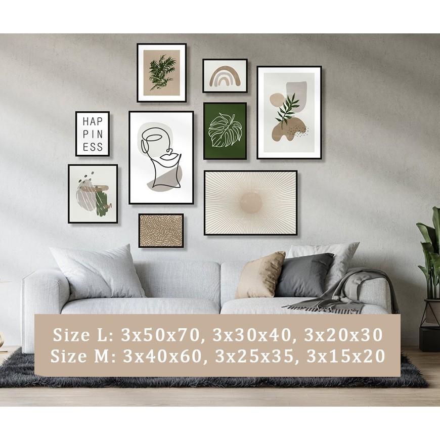 SET 9 TRANH TREO TƯỜNG PHÒNG KHÁCH - TIỆM TRANH 91 Tranh canvas Bắc Âu hiện đại, giá rẻ, tặng kèm đinh treo tiện lợi