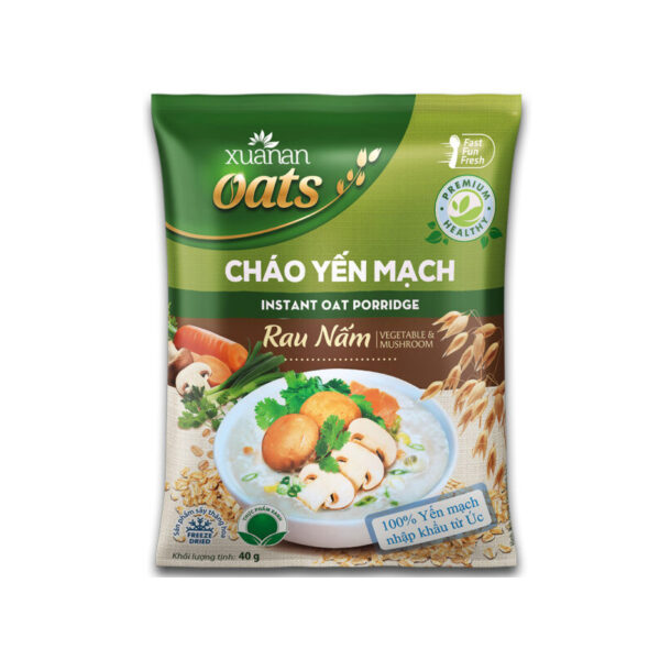 Combo 6 Gói Cháo Yến Mạch Rau Nấm Xuân An 40G [chay dùng được] (Tặng Kèm 1 Gói Cháo Thịt Gà &amp; Đông Trùng Hạ Thảo 40G)