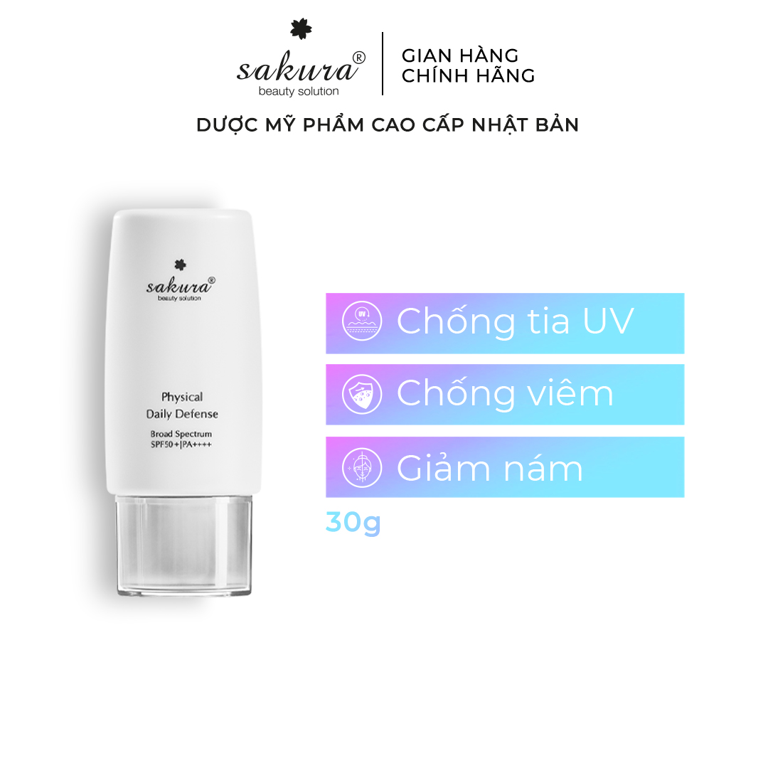 Nhũ tương chống nắng vật lý Sakura Physical Daily Defense SPF 50+ PA ++++ 30gr