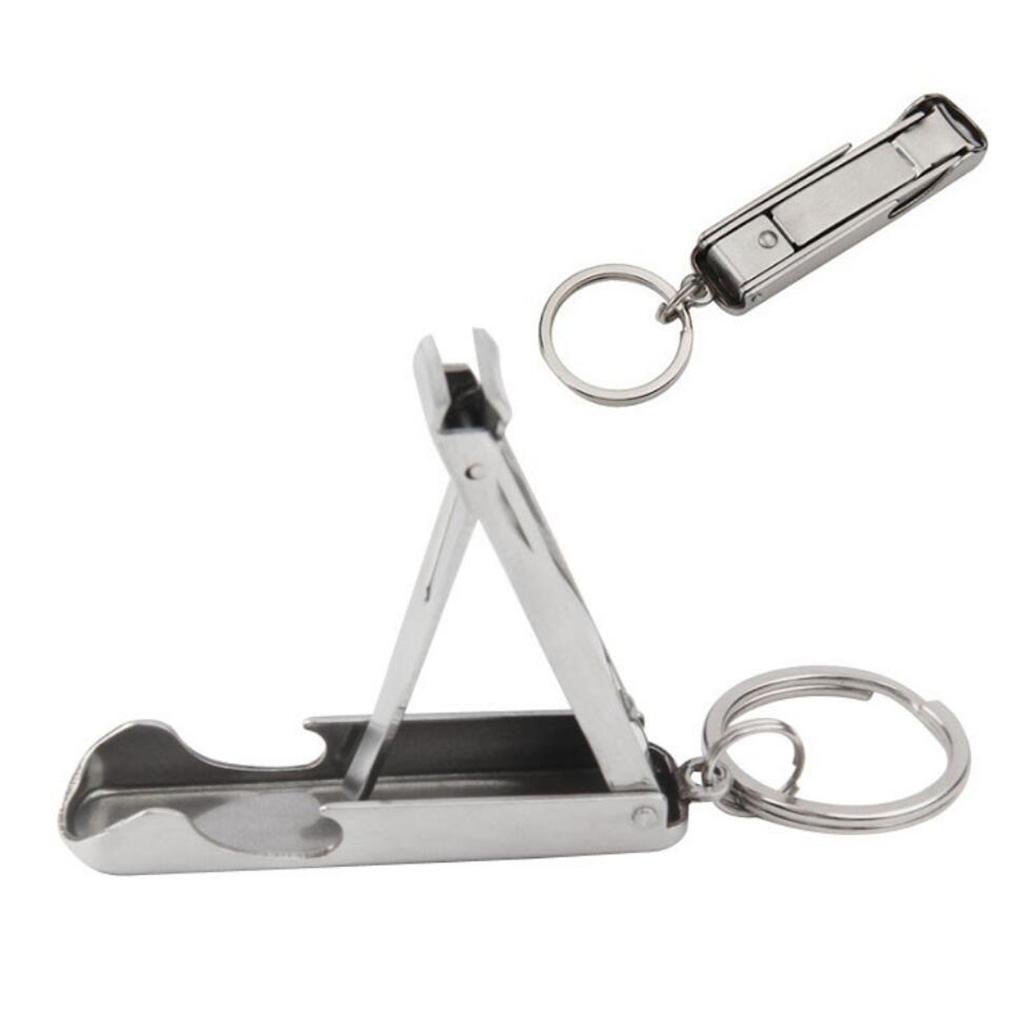 2-in-1 Stainless Steel Nail Clippers Ultra-thin Simple with Bottle Opener