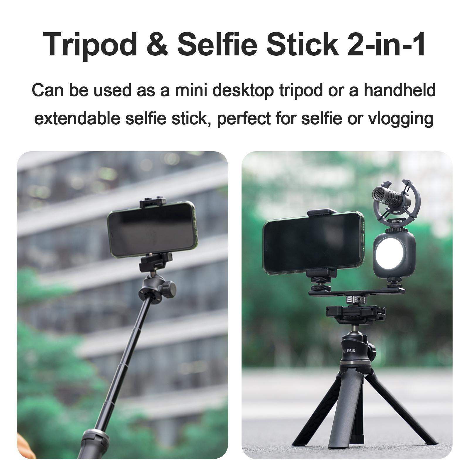 360° Stick Phone Tripod Stand for DSLR Camera Black