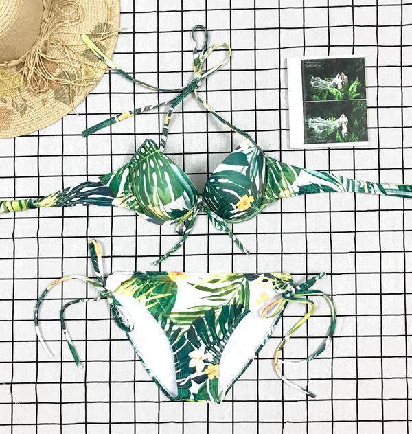Bikini Tam Giác Có Gọng Nâng Ngực Họa Tiết