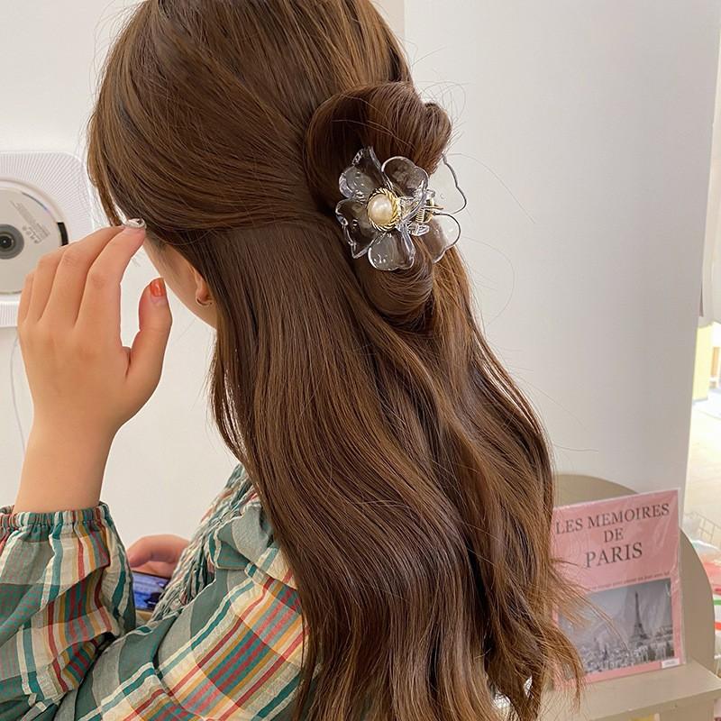 Kẹp tóc càng cua bông hoa trà phong cách Hàn Quốc cho nữ