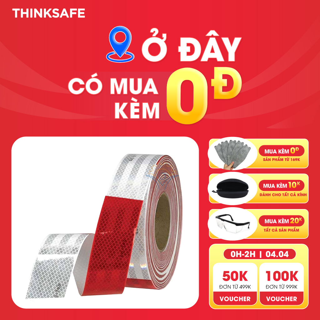 Băng keo phản quang 3M 983 phản quang theo cấu trúc kim cương, bền đẹp, màu trắng đỏ