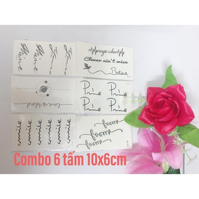 Combo 6 tấm hình xăm chữ kí 10x6cm