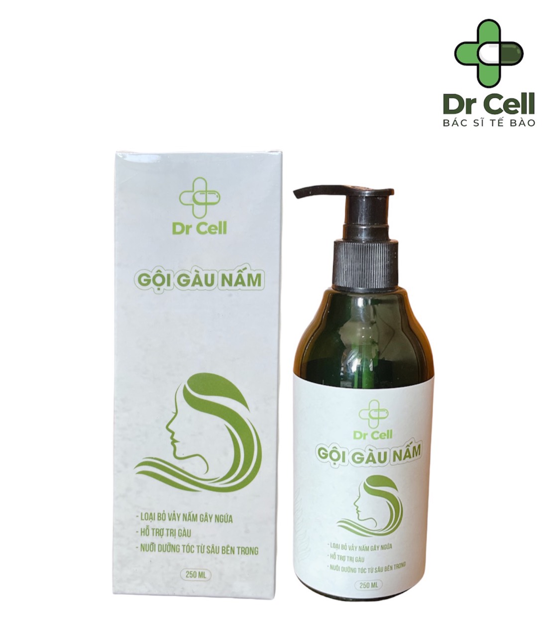 Gội Gàu Nấm Dr Cell 250ml hỗ trợ làm sạch gàu nấm da đầu dưỡng tóc hỗ trợ mọc tóc con giảm rụng tóc - Hàng Chính Hãng