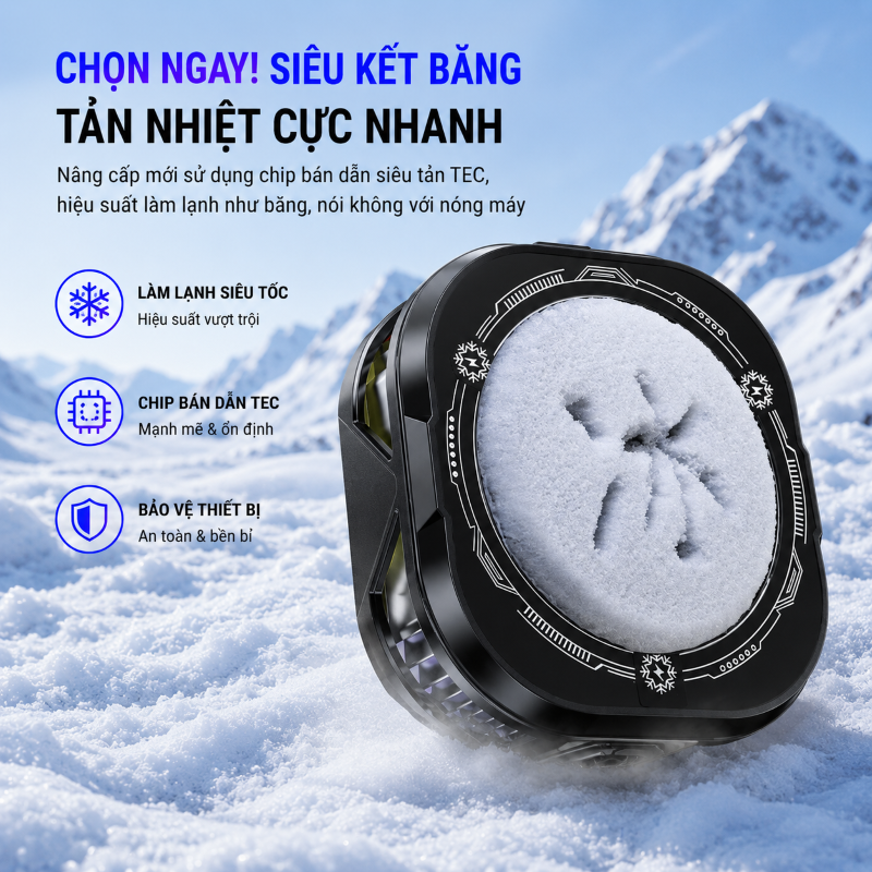 Tản nhiệt sò lạnh Led TH19 Ai Gaming siêu mát có hiển thị nhiệt độ cho điện thoại