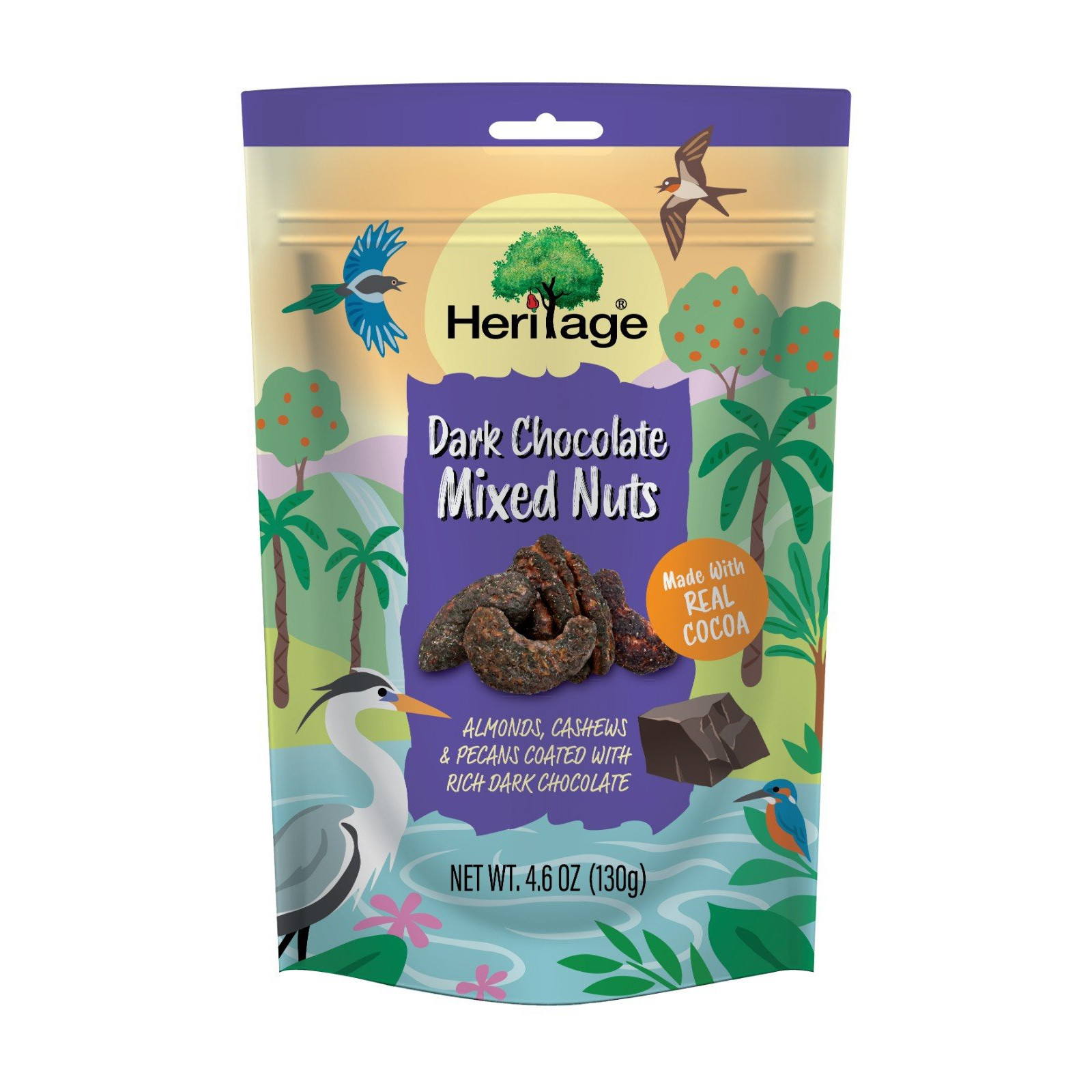 Hạt hỗn hợp khô cao cấp Heritage  : Hạnh nhân, hạt điều, hồ đào bọc chocolate đen- Dark chocolate mixed nuts