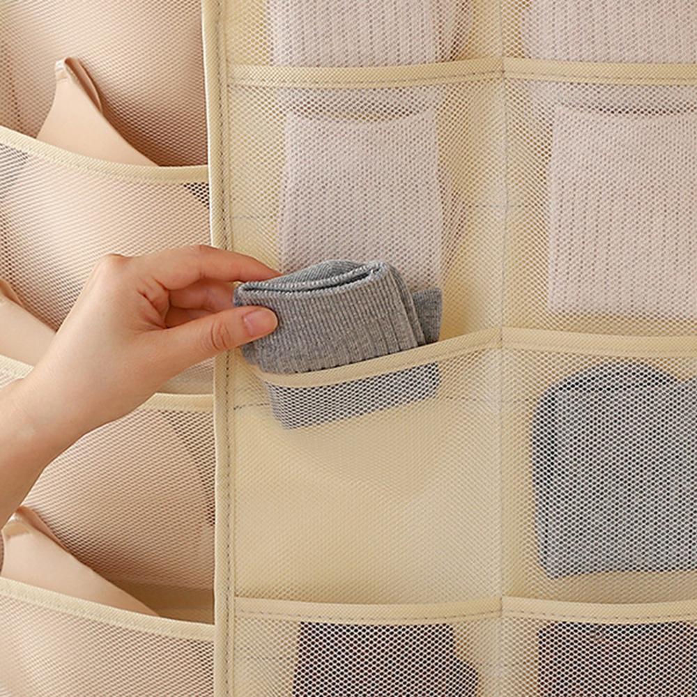 Móc treo đồ lót, vớ chất lượng cao cấp, 12 + 18 túi có lưới trực quan làm bằng vải không dệt chất lượng cao, chống rách và chắc chắn