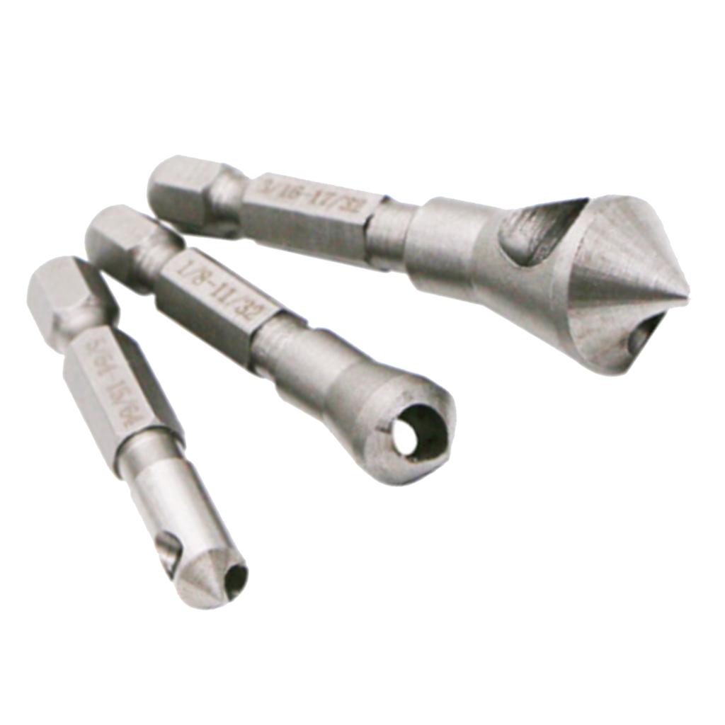 3Pcs Countersink Bits Counter Sink Drilling Wood Screw Power Drill Bits Tool