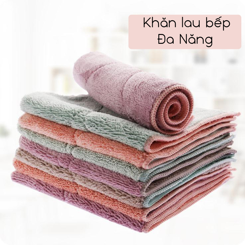 Bộ 02 Khăn Lau Tay Nhà Bếp, Bàn Ăn Đa Năng Size Lớn vải dày và êm