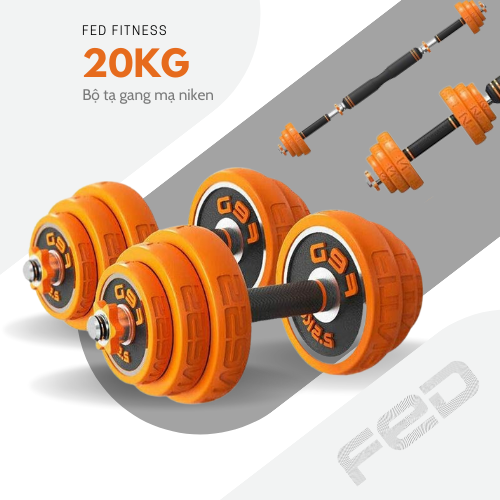 Bộ tạ gang Tạ Tay Tạ Đòn Điều Chỉnh Đa Năng 4 IN 1 FED-8007 loại 20kg - HÀNG CHÍNH HÃNG