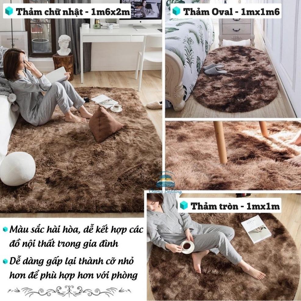 Thảm lông trải sàn lót sàn phòng khách trải giường phòng ngủ thảm lông trắng loang mịn chụp ảnh hình tròn vuông 1m6x2m