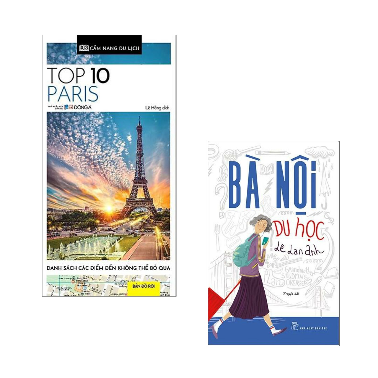 Combo 2 Cuốn Cẩm Nang Du Lịch :Cẩm Nang Du Lịch - Top 10 Paris + Bà Nội Du Học