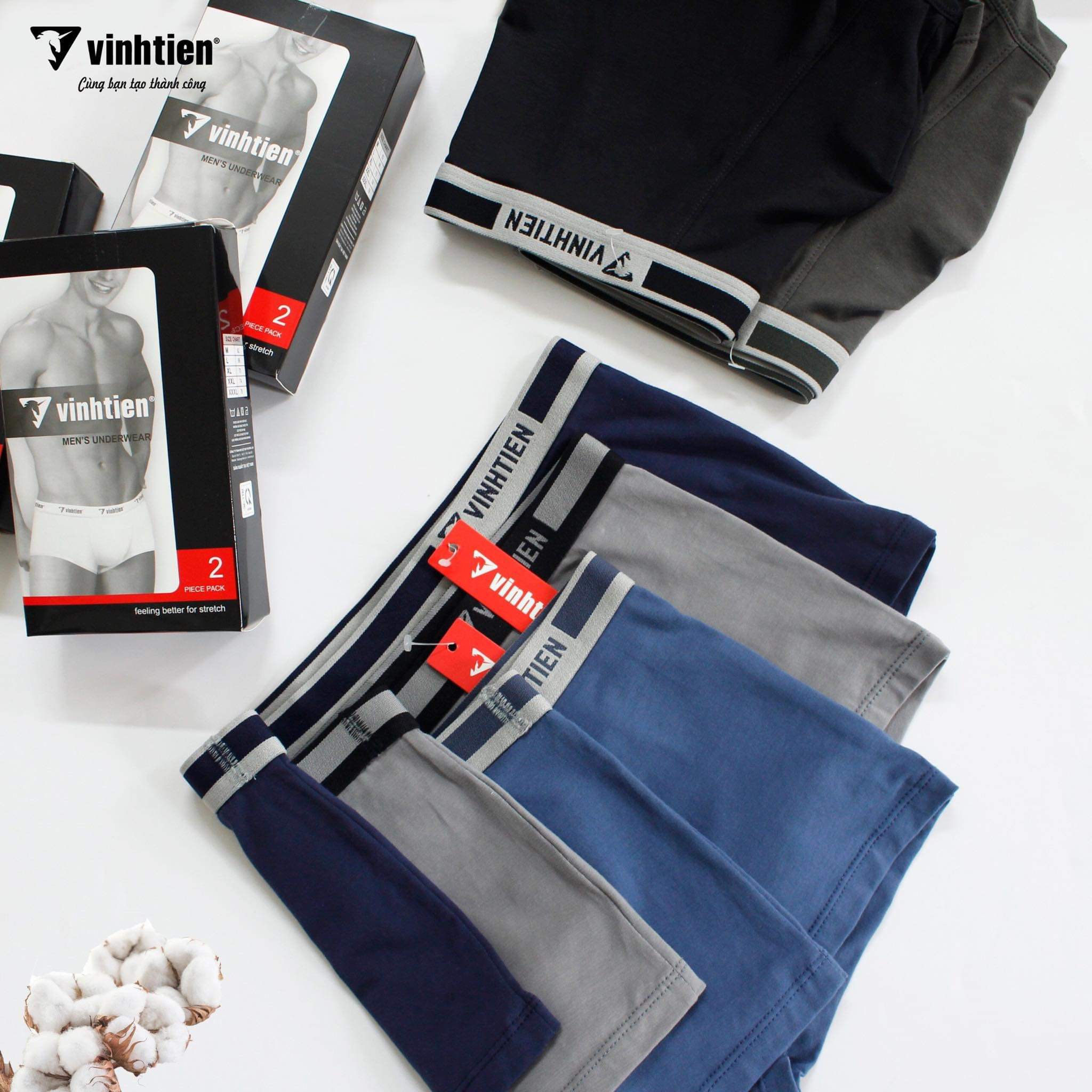 Combo quần lót boxer vải Cotton Vĩnh Tiến (nhiều màu)