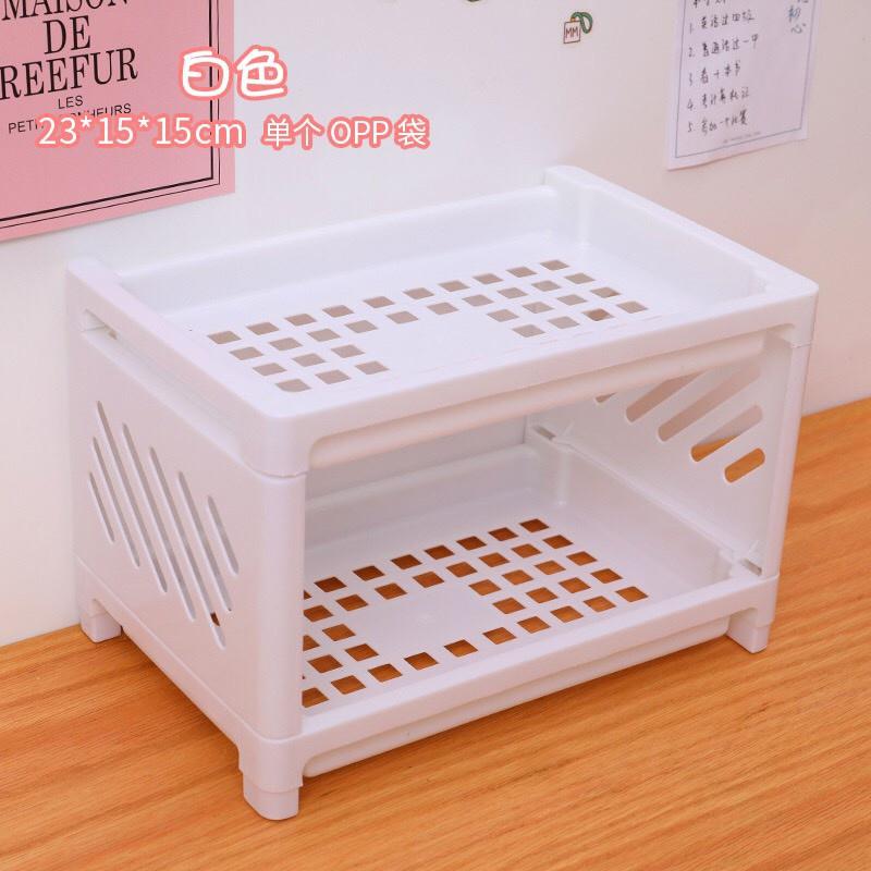 PVN45980 Kệ để đồ mini nhựa 2 tầng chắc chắn, giá để bàn đựng đồ tiện lợi