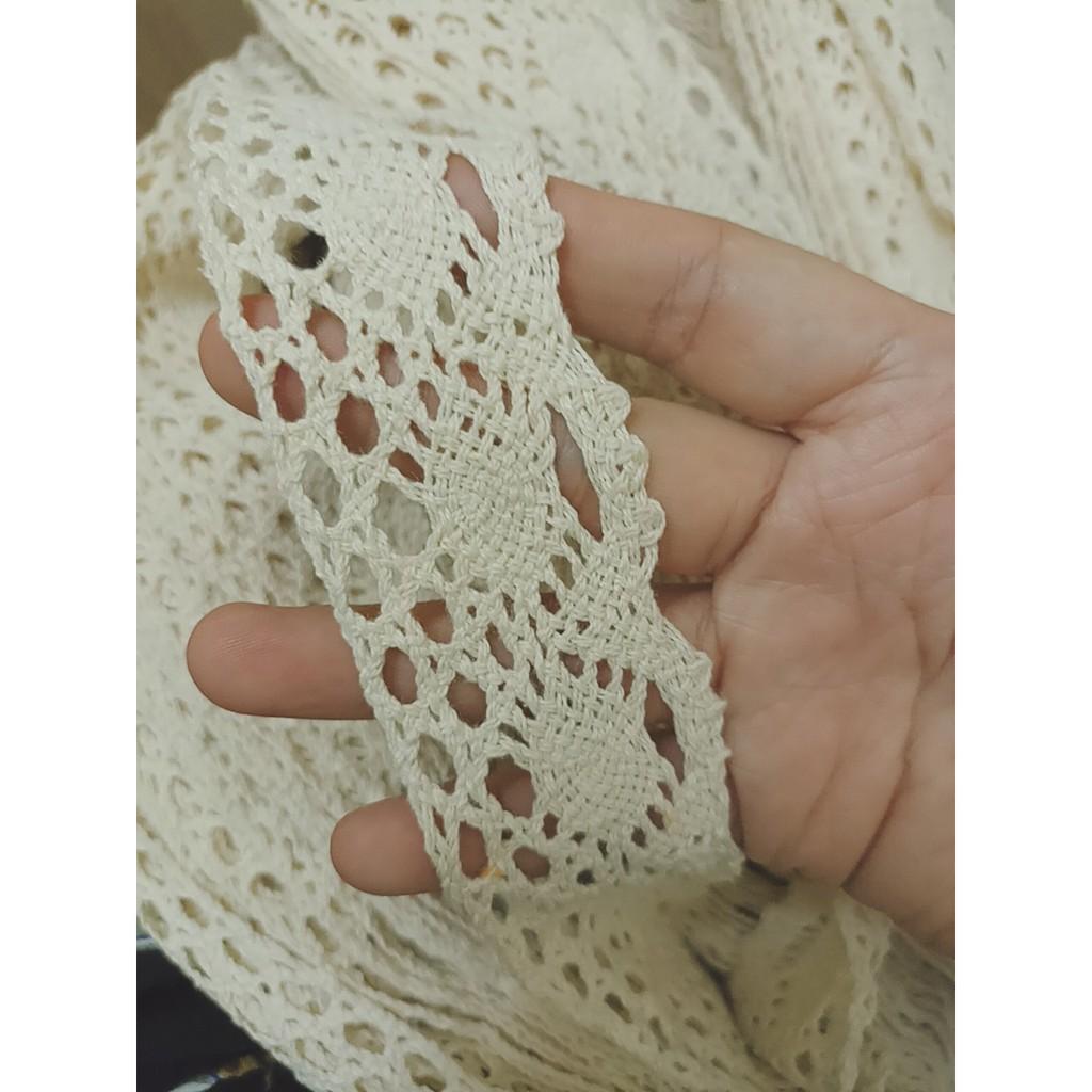 Ren sợi trang trí ren chỉ cotton lace 4cm