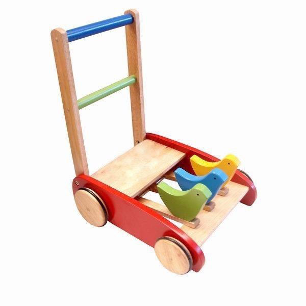 Xe tập đi 3 con chim bằng gỗ tự nhiên cho bé - xe tập đi con gà