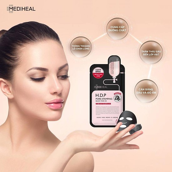 Mặt Nạ Than Hoạt Tính Loại Bỏ Bã Nhờn Và Làm Mịn Da Mediheal H.D.P Pore-Stamping Black Mask Ex 25ml