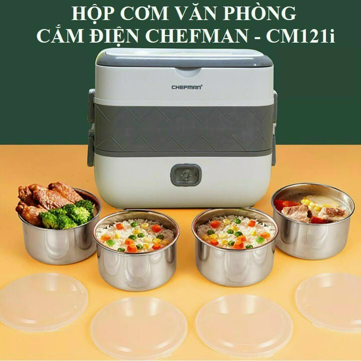 Hộp Cơm Văn Phòng Cắm Điện Chefman Hâm Nóng Và Nấu Chín Thức Ăn