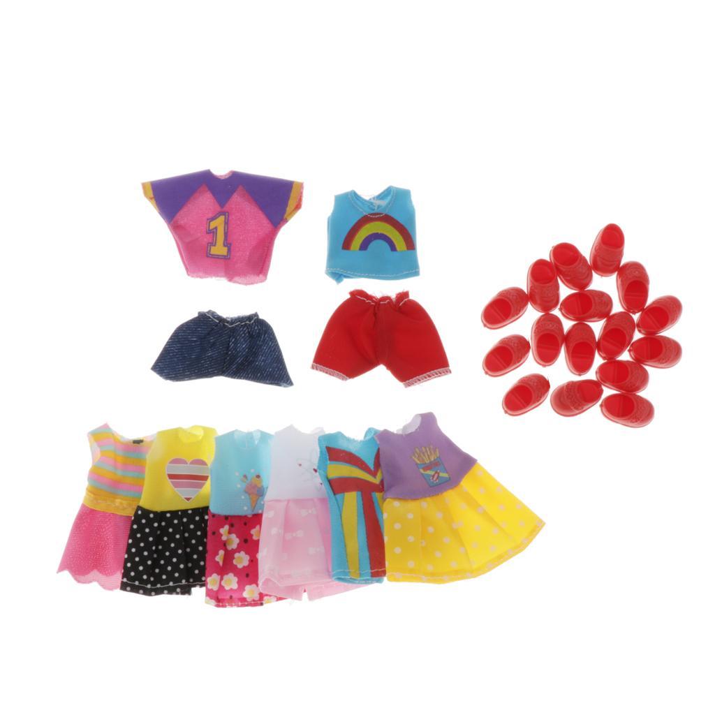 8x Fashion Clothes Party Clothes Dress Shoes Outfits for 6.3 in. Dolls Gift