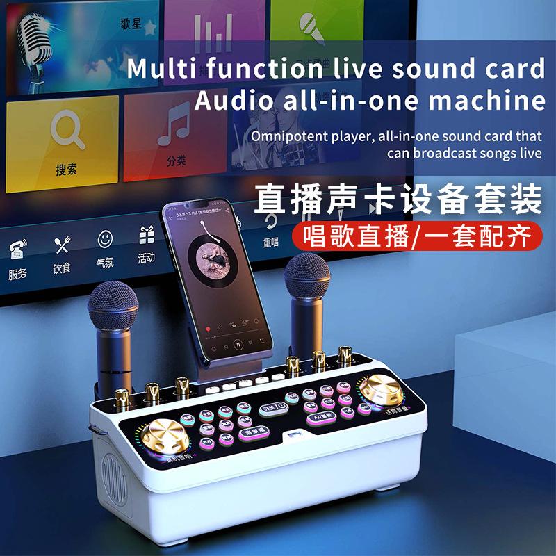 Thẻ âm thanh di động Bluetooth Loa ngoài trời Karaoke Mic Audio Audio Audio Mobile Điện thoại trực tiếp ghi âm thanh âm thanh tất cả trong một màu: Q8 với mic 2
