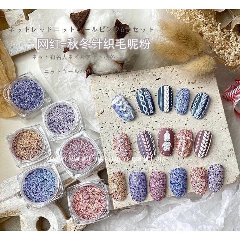 Kim tuyến nhũ rắc móng set 6 màu, nhũ dạ