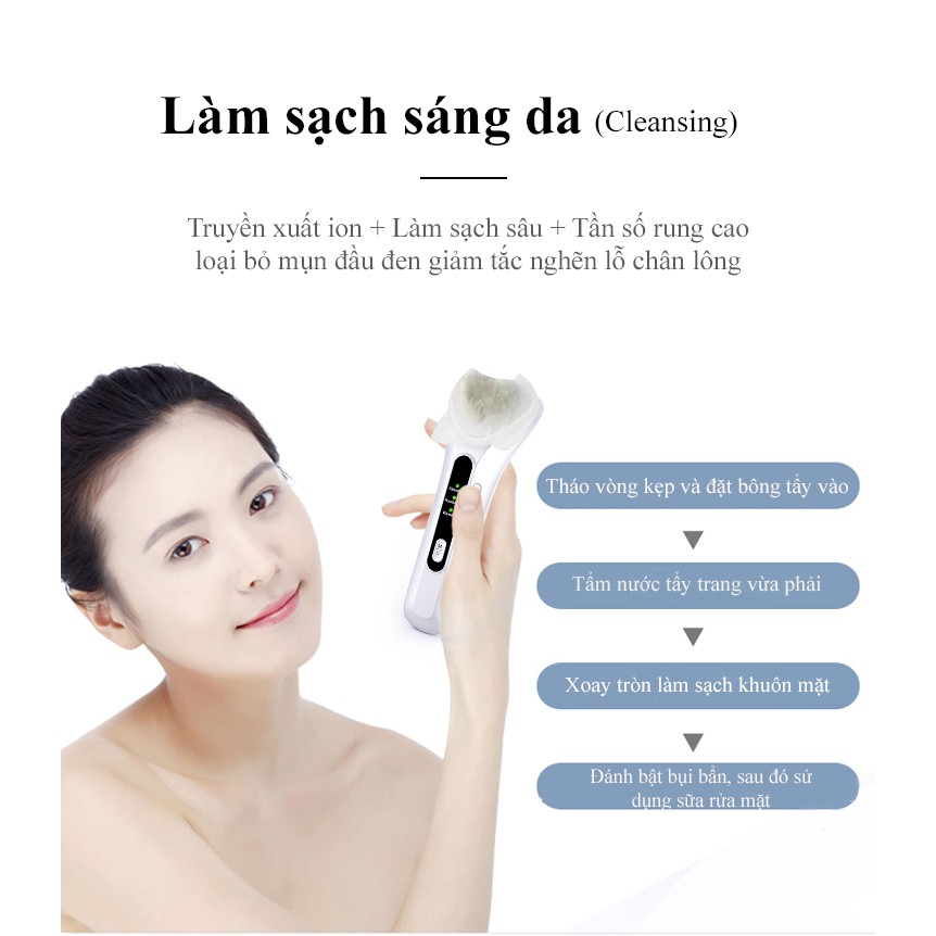 Máy massage mặt đẩy tinh chất cầm tay cao cấp-Máy đẩy tinh chất nóng lạnh điện di ion dưỡng da mặt, làm sạch sáng da, giúp thẩm thấu tinh chất - Dụng cụ massage nâng cơ mặt, trẻ hóa làn da, chăm sóc da mặt chuyên sâu