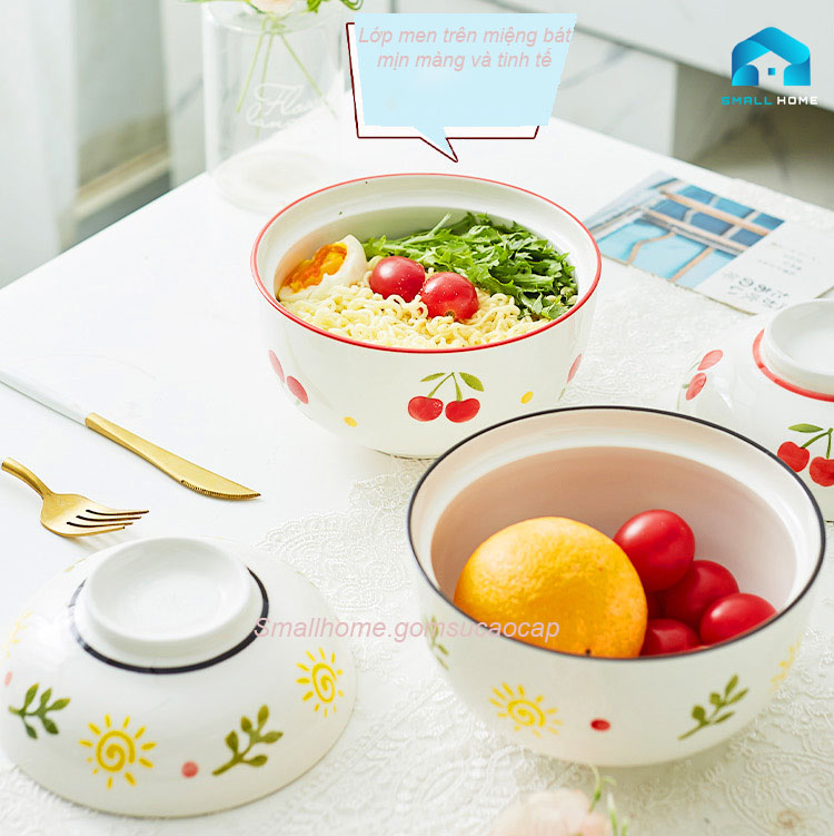 Bát mì tôm, bát hấp trứng có nắp đậy 6,5 inch đa năng phong cách Nhật Bản