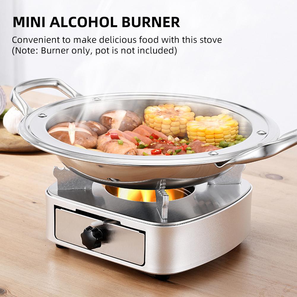 Bếp cồn bằng thép không gỉ điều chỉnh lửa được, có ngăn kéo, chống gió cho nấu ăn ngoài trời