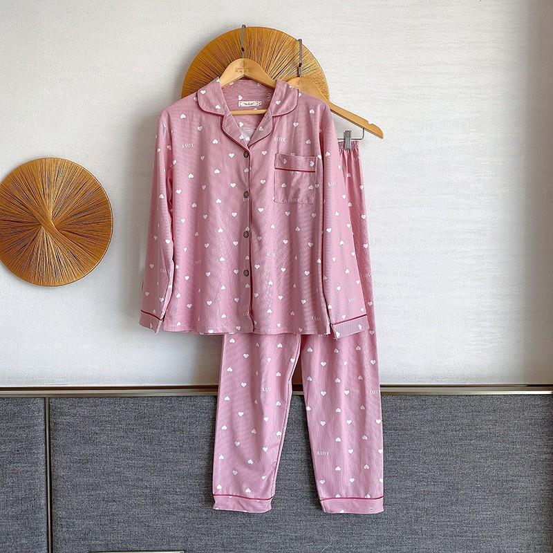 Pijama- Bộ Ngủ Nữ cotton dài tay quần dài BNNDQ07