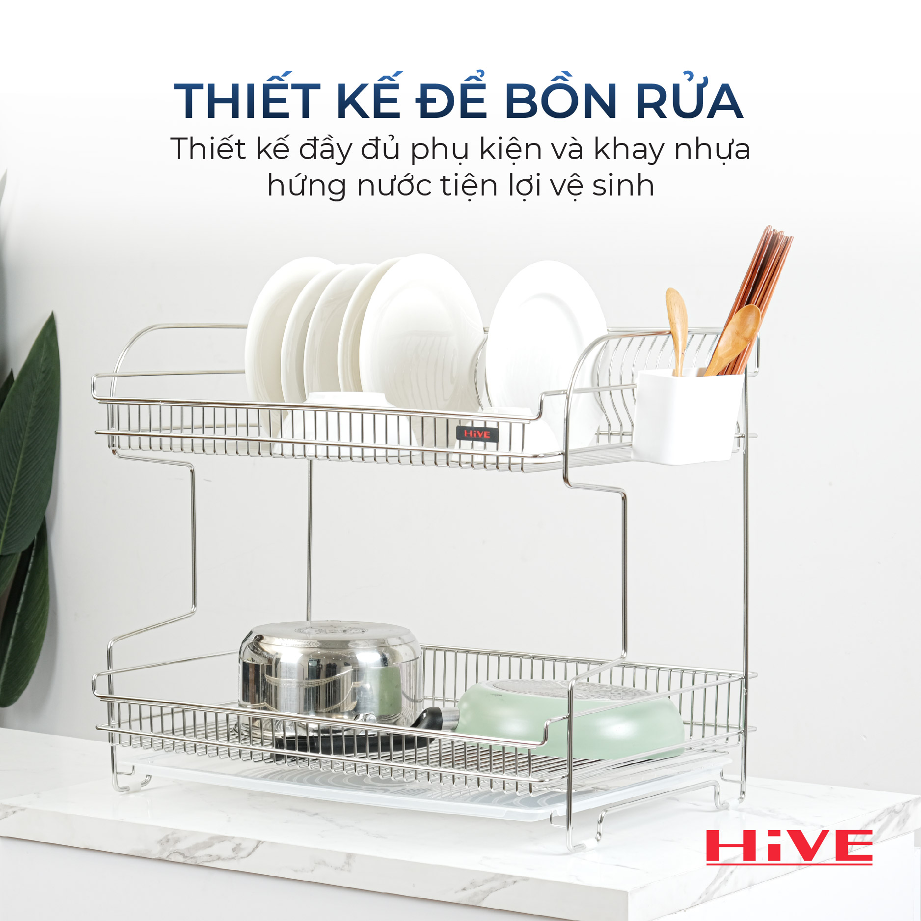 Kệ (giá) để chén bát HiVE DG Big 2 tầng inox 304