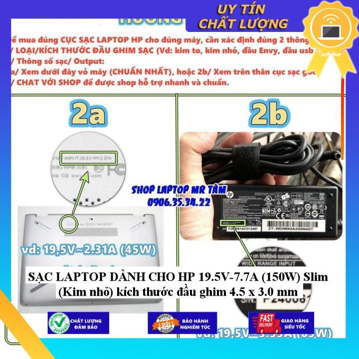 SẠC LAPTOP dùng cho HP 19.5V-7.7A Slim kích thước đầu ghim 4.5 x 3.0 mm - Hàng Nhập Khẩu New Seal