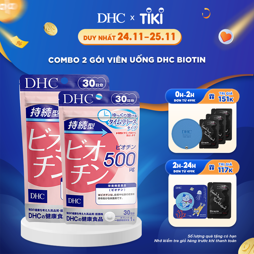 Viên Uống DHC Biotin Ngăn Rụng Tóc Sustained Release Biotin 30 Ngày (Gói 30 Viên x2)