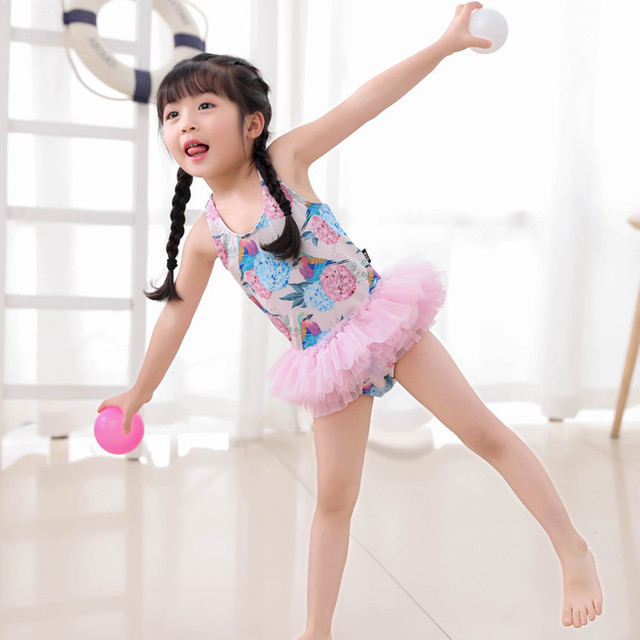 Đồ bơi bé gái liền thân bikini zen lưới xếp chân váy siêu dễ thương